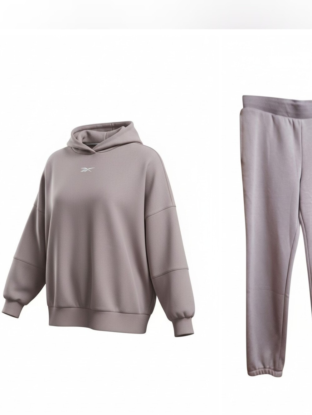 Reebok Women's Taupe-Light Oversized Hoodie Sweatshirt & Sweatpants Set